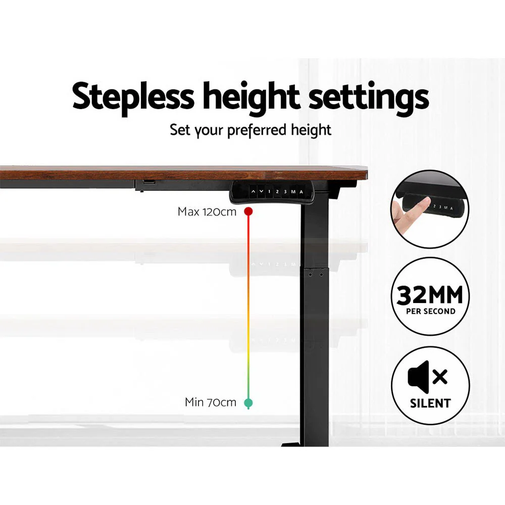 Artiss Standing Desk Motorised Dual Motor Rustic Brwon 120CM - Image 5