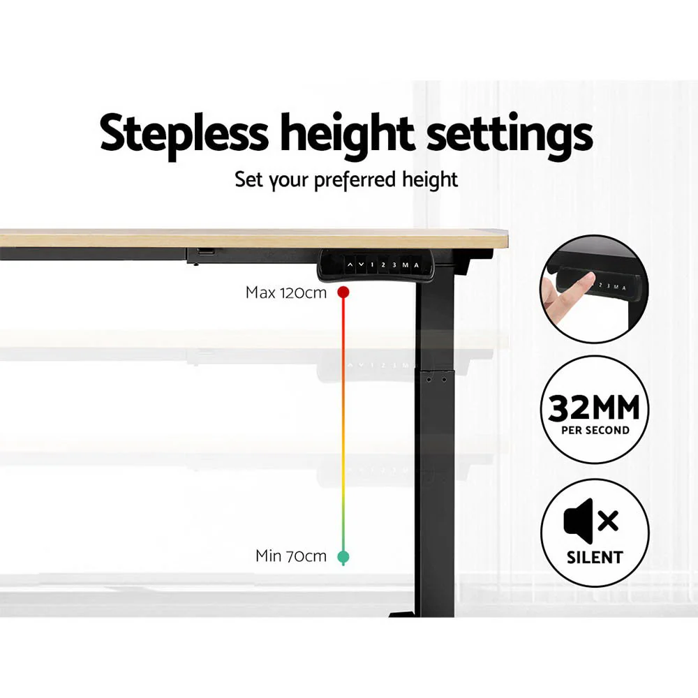 Artiss Standing Desk Motorised Dual Motor White Oak 120CM - Image 5