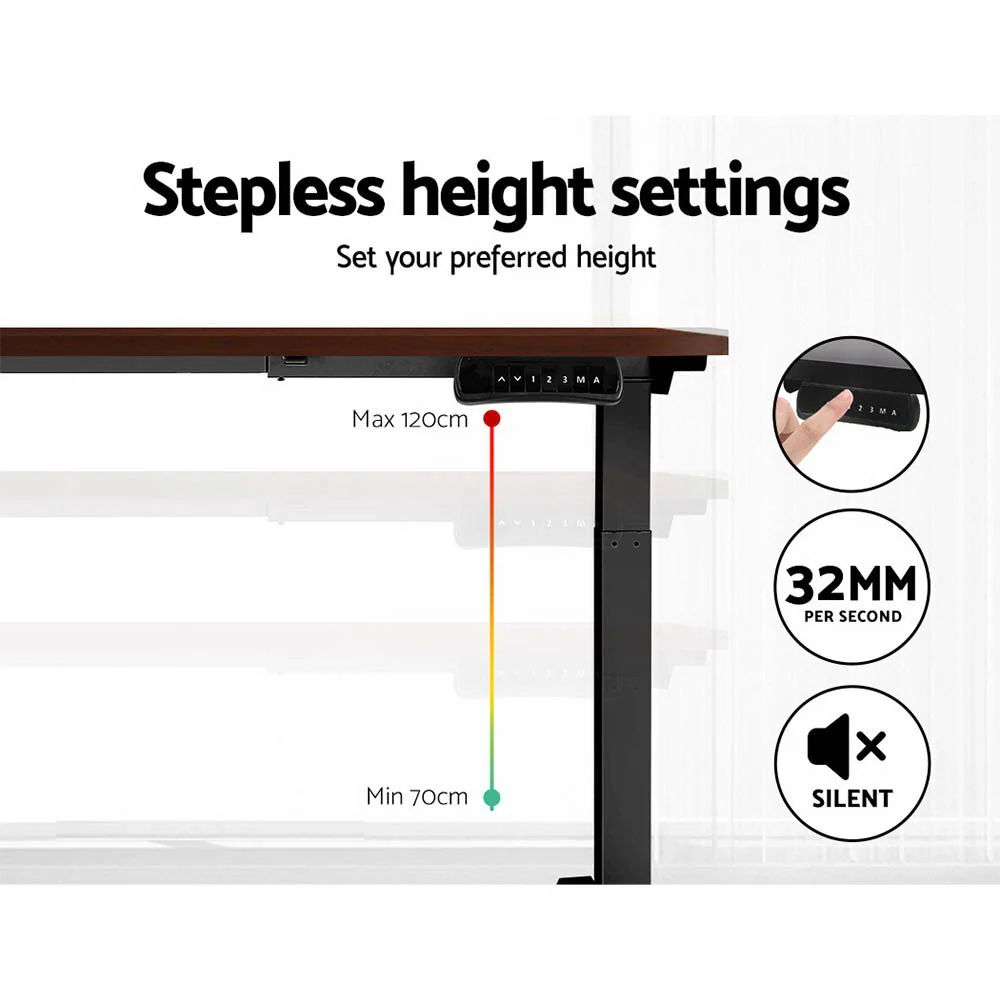 Artiss Standing Desk Motorised Dual Motor Walnut 120CM - Image 5