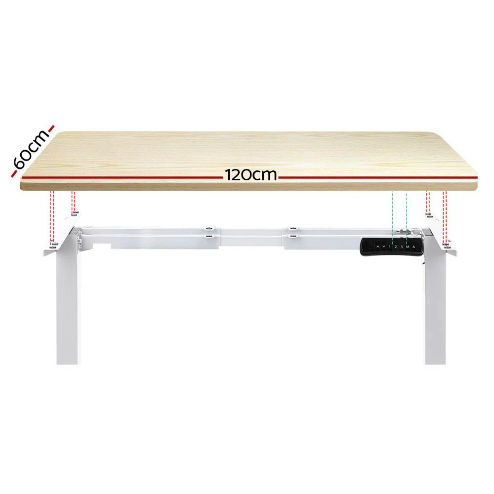 Artiss Standing Desk Motorised Dual Motor 120CM White Oak - Image 3