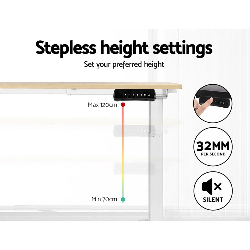 Artiss Standing Desk Motorised Dual Motor 120CM White Oak - Image 5