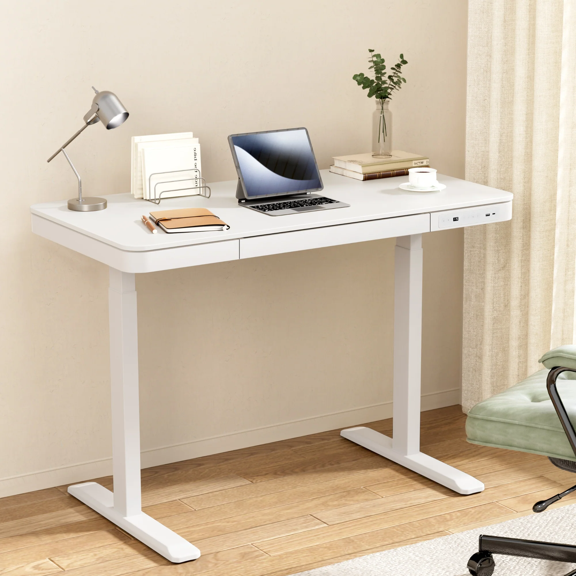 Artiss Standing Desk Motorised Electric Desks Drawer 120CM White - Image 7