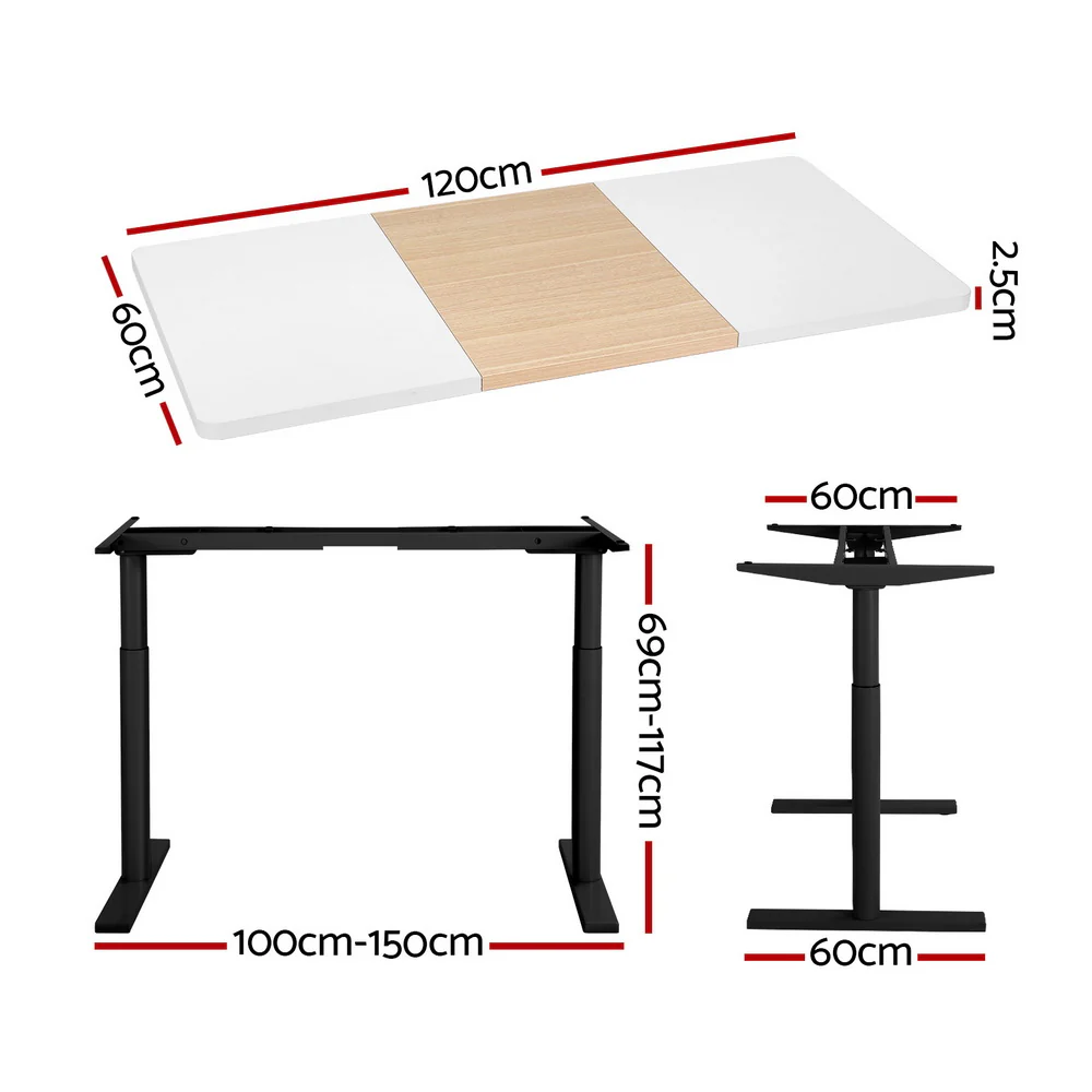Artiss Standing Desk Motorised Electric Dual Motor 120CM - Image 2