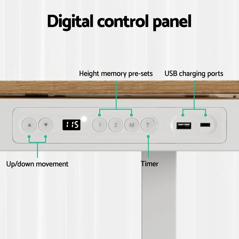 Artiss Standing Desk Motorised Electric Dual Motor Draw 120CM Oak - Image 5