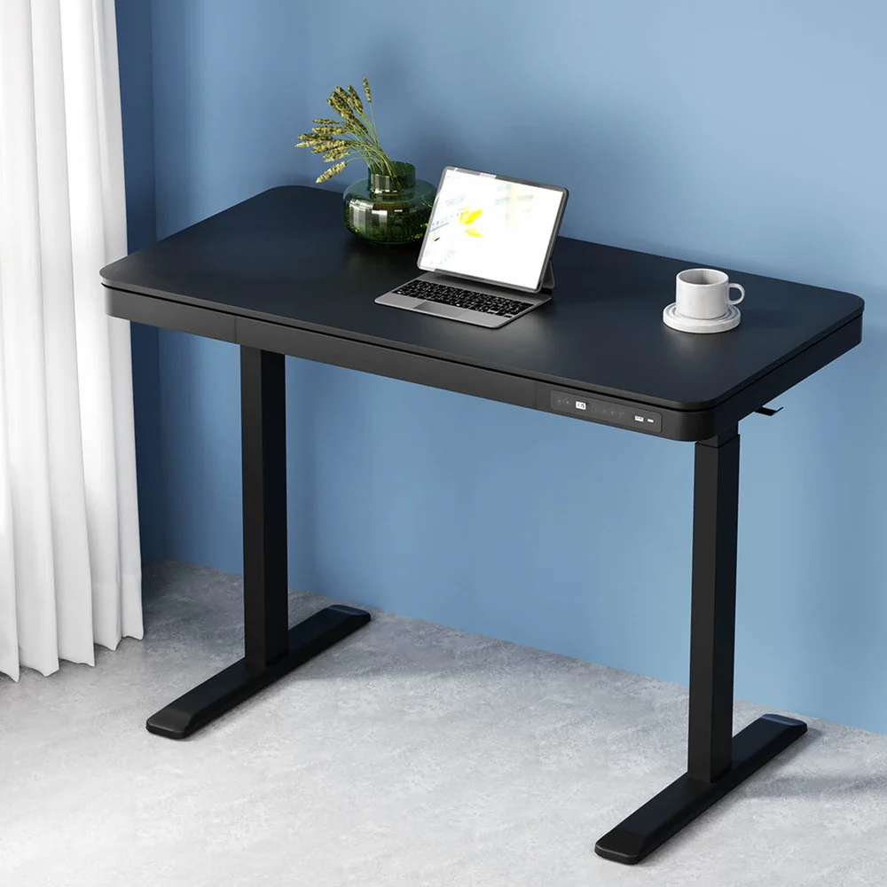 Artiss Standing Desk Motorised Electric Dual Motor Drawer 120CM Black - Image 2