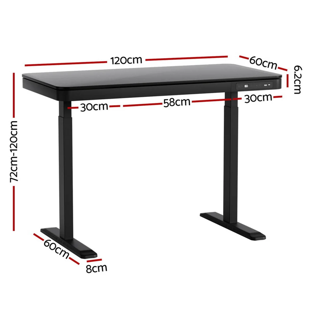 Artiss Standing Desk Motorised Electric Dual Motor Drawer 120CM Black - Image 3
