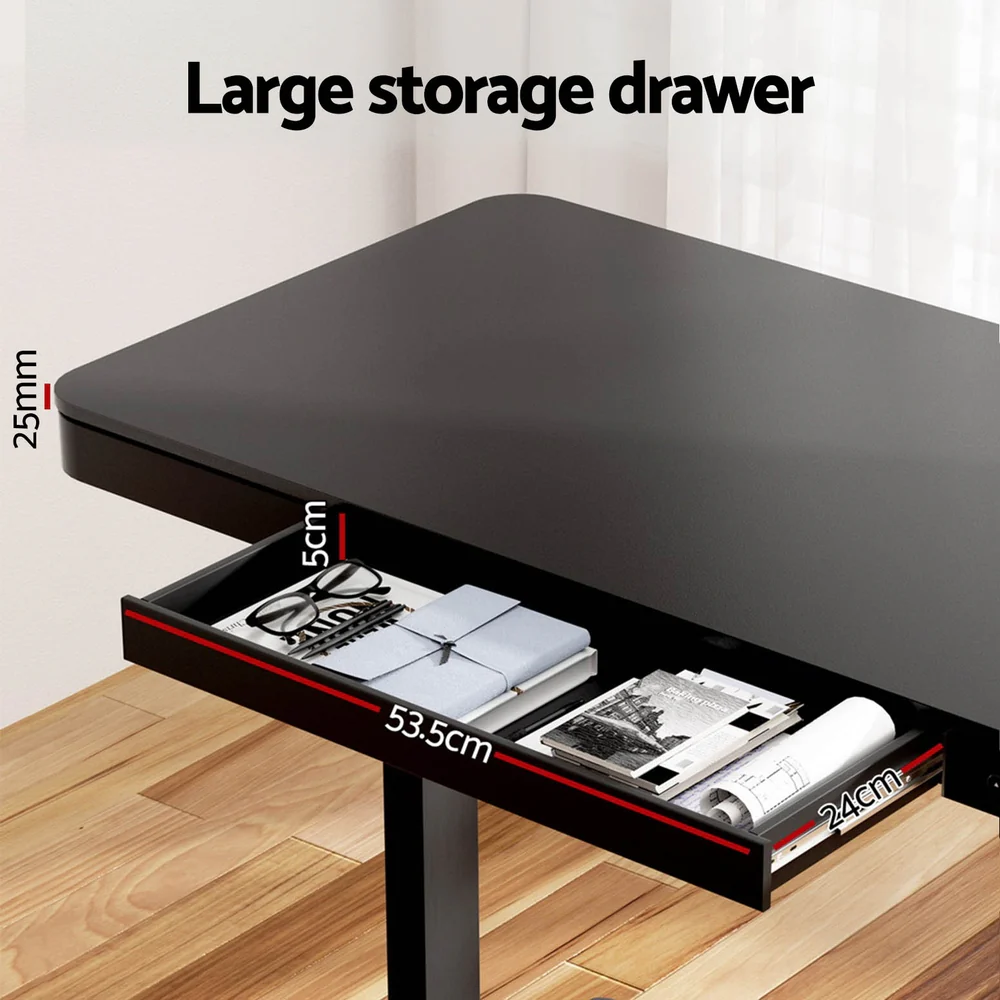 Artiss Standing Desk Motorised Electric Dual Motor Drawer 120CM Black - Image 5