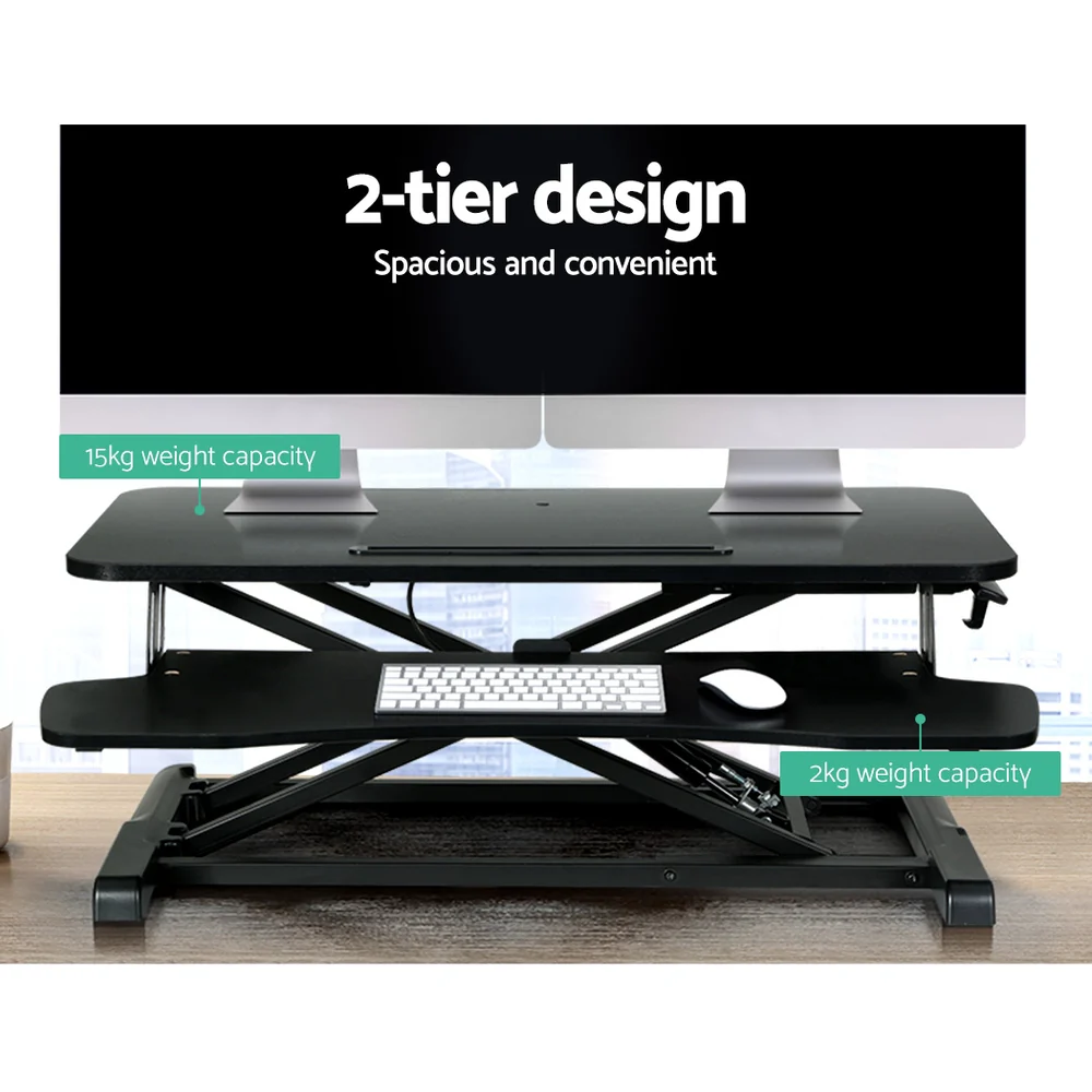 Artiss Standing Desk Riser Height Adjustable Black 80CM - Image 5