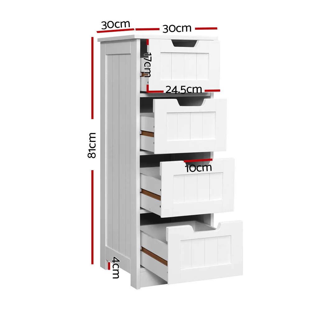 Artiss 4 Chest of Drawers - LEESA White - Image 3