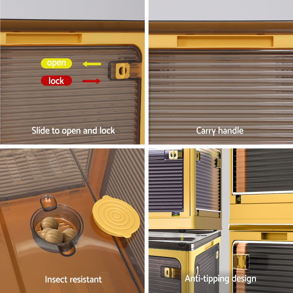 Artiss Storage Container Foldable Stackable Large 5 Sides Open Transparent 115L - Image 6