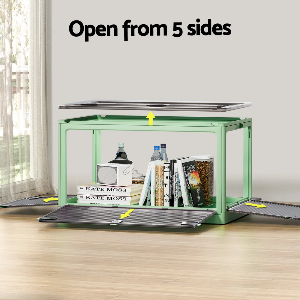 Artiss Storage Container Foldable Stackable Large 5 Sides Open Transparent 140L - Image 4