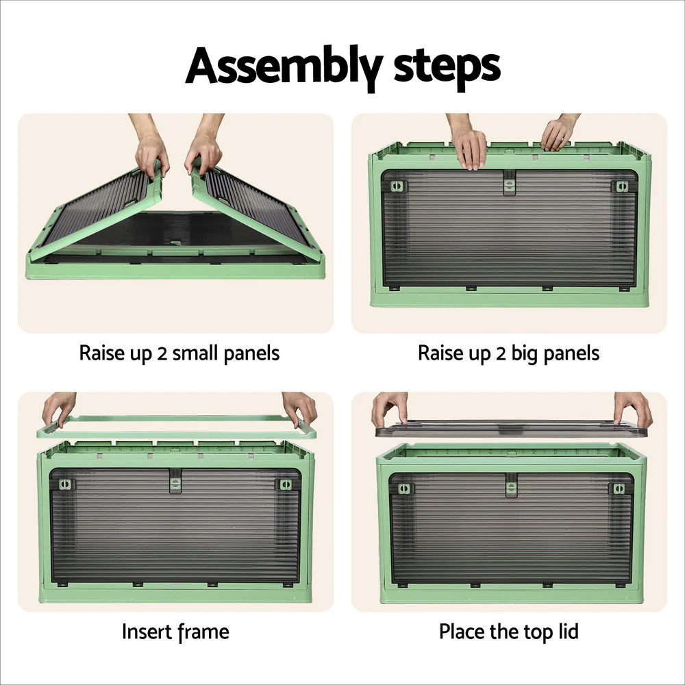 Artiss Storage Container Foldable Stackable Large 5 Sides Open Transparent 140L - Image 5