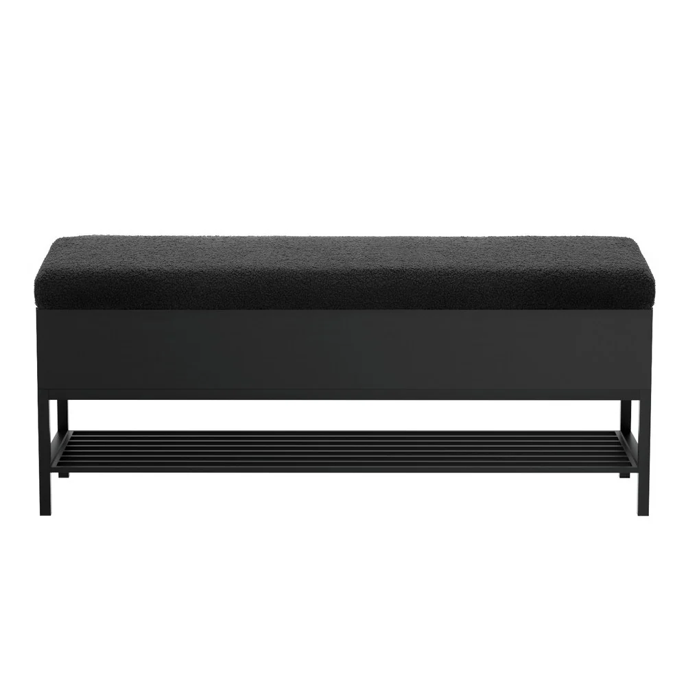 Artiss Storage Ottoman Blanket Box 110cm Boucle Shelf - Image 3