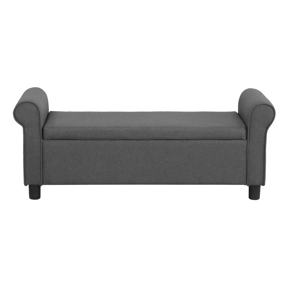 Artiss Storage Ottoman Blanket Box 125cm Arm Linen Grey - Image 3