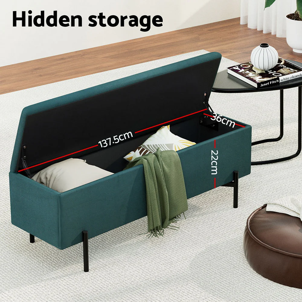 Artiss Storage Ottoman Blanket Box 140cm Velvet Green - Image 6