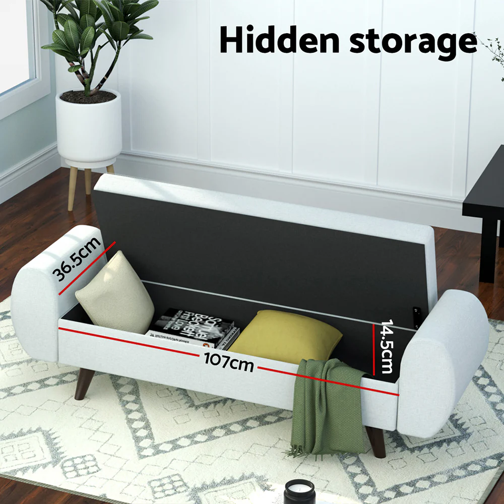 Artiss Storage Ottoman Blanket Box Armrest 140cm Grey - Image 6