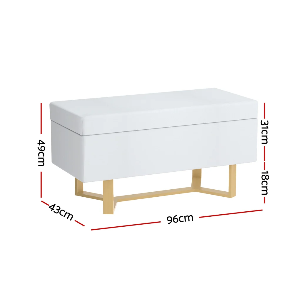 Artiss Storage Ottoman Blanket Box Criss-cross Linen White - Image 3