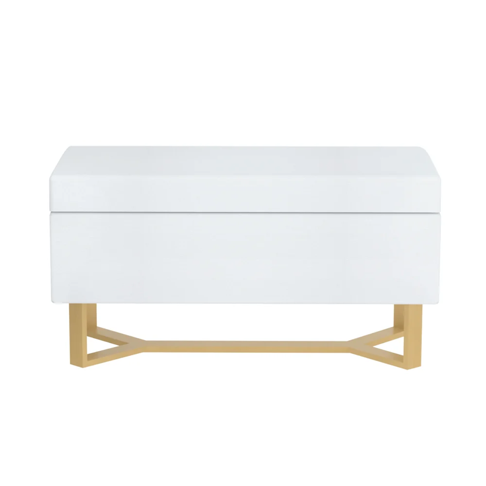 Artiss Storage Ottoman Blanket Box Criss-cross Linen White - Image 4