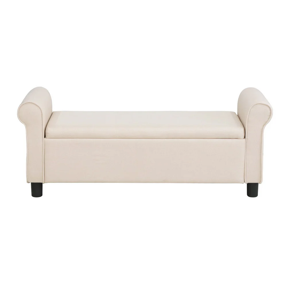 Artiss Storage Ottoman Blanket Box 125cm Arm Linen Beige - Image 3