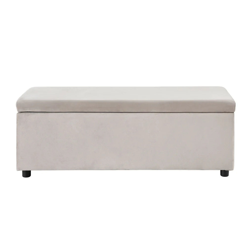 Artiss Storage Ottoman Blanket Box Table 97cm Velvet Taupe - Image 4