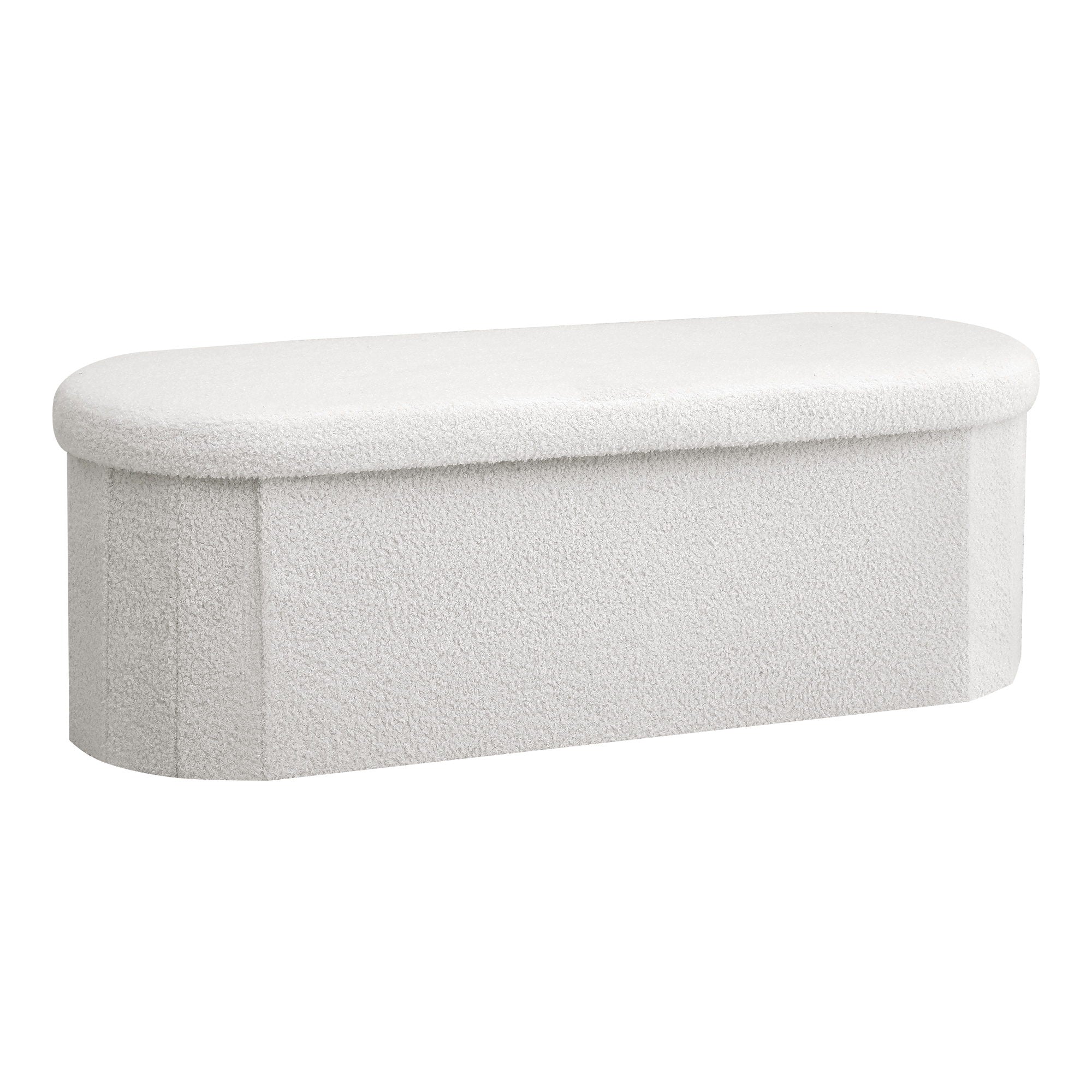Artiss Storage Ottoman Foot Stool Rest Boucle Fabric Foldable White - Image 2