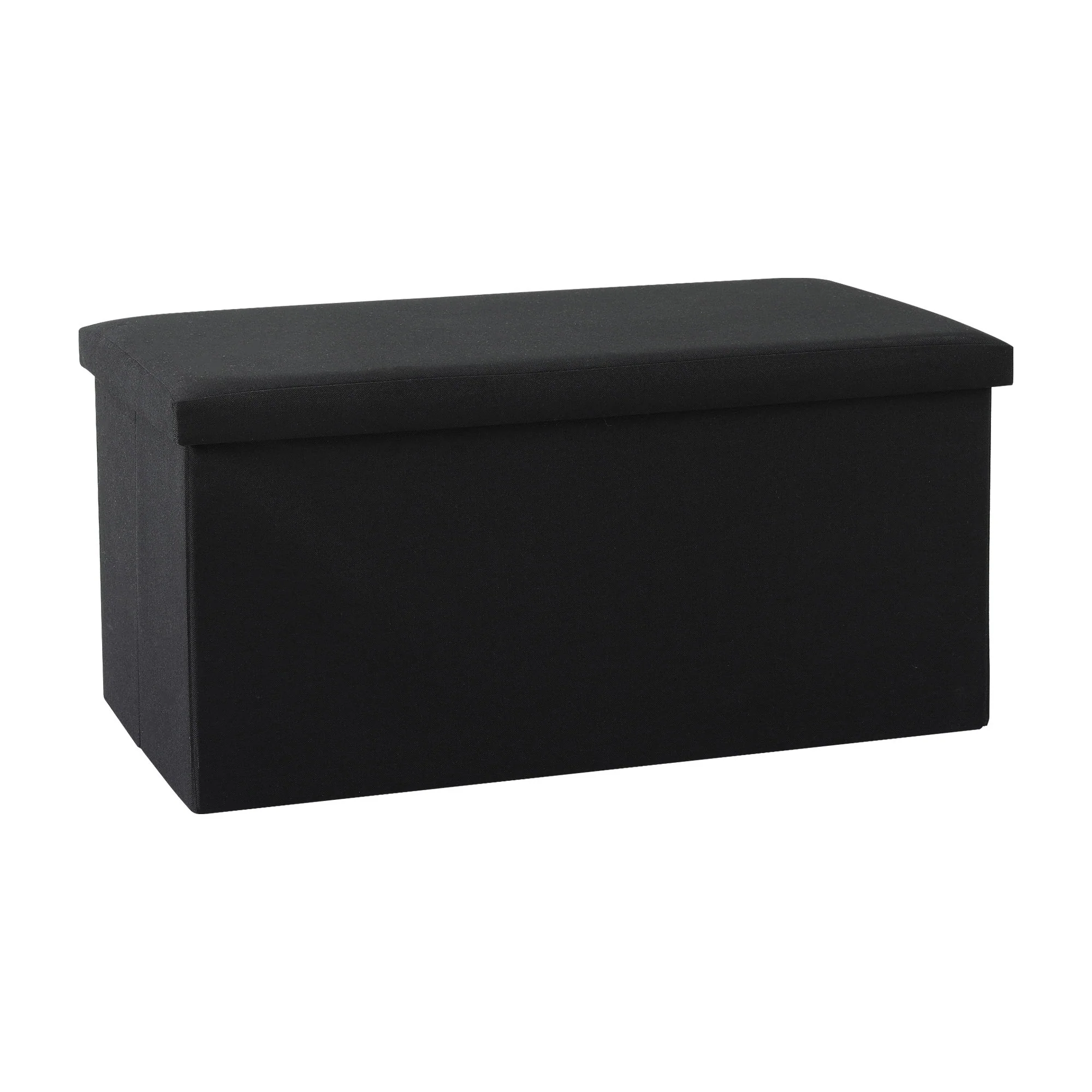 Artiss Storage Ottoman Foot Stool Rest, Folding Faux Linen Fabric Footstool Bench with Foam, Foot Stool Ottoman with Storage for Living Room Bedroom 150KG, Black - Image 2