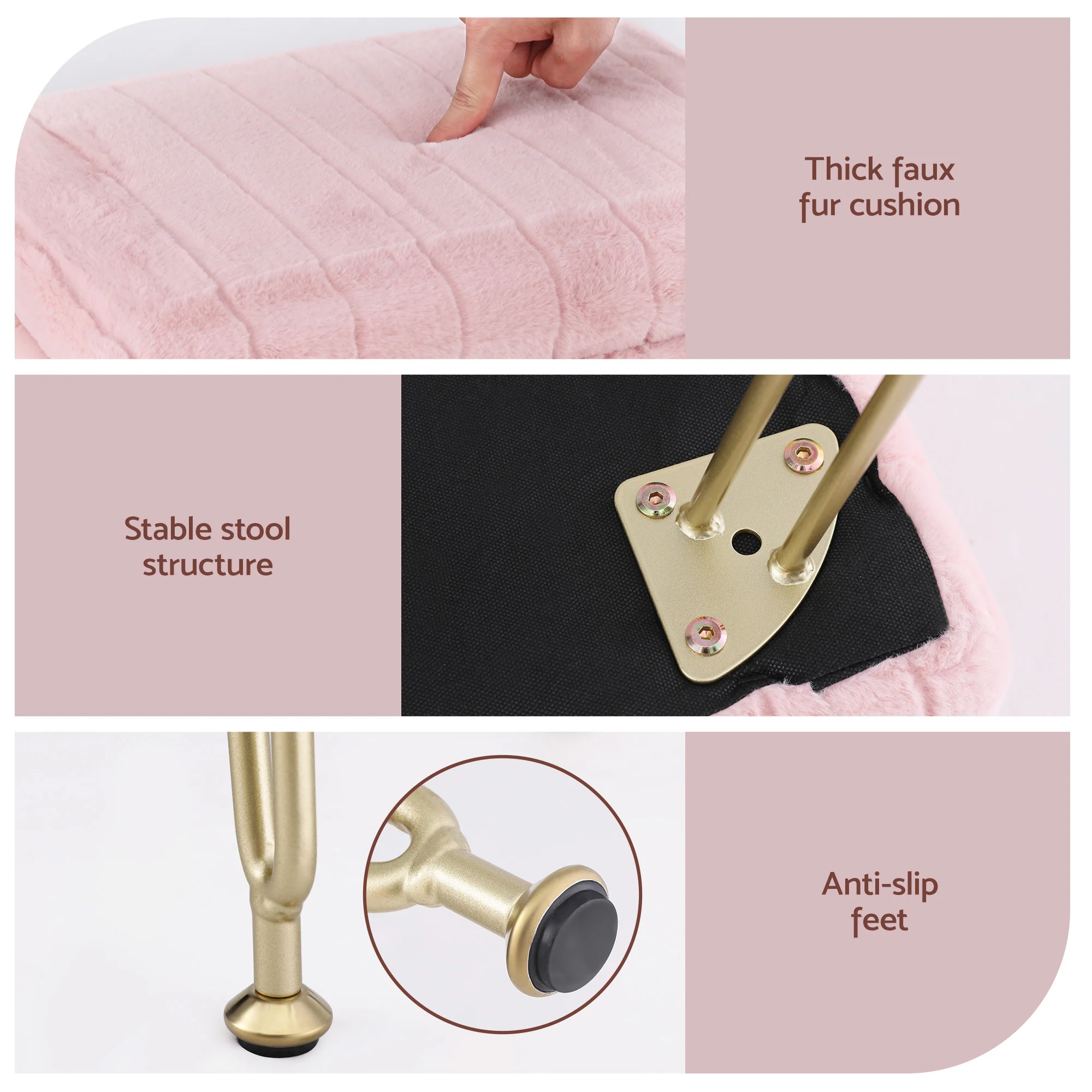 Artiss Storage Ottoman Vanity Foot Stool Pink - Image 7