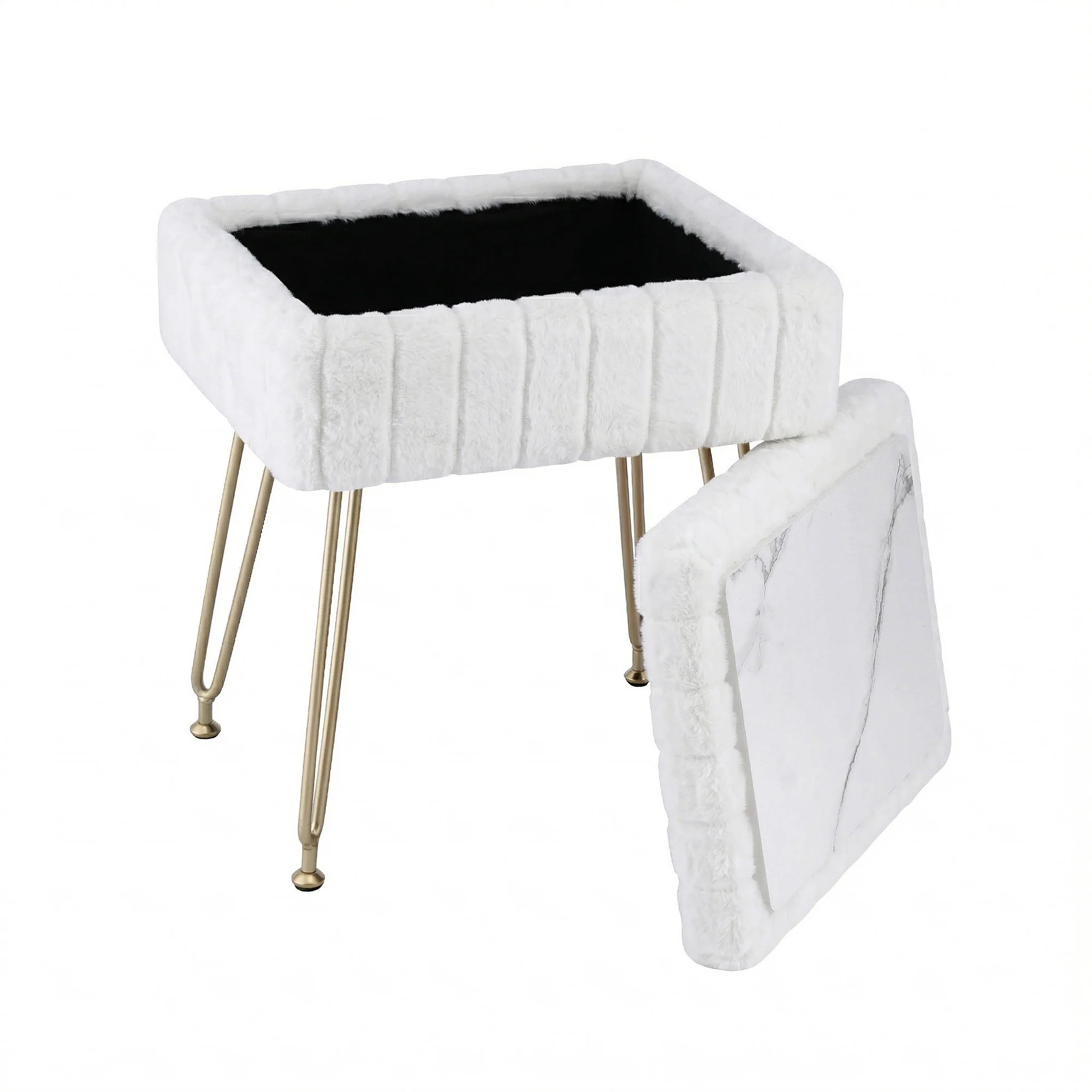 Artiss Storage Ottoman Vanity Foot Stool White - Image 2