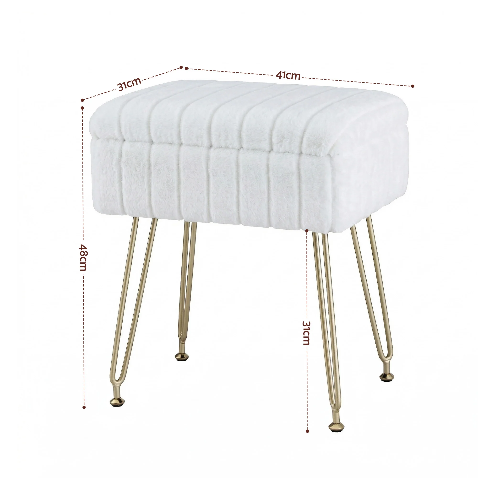 Artiss Storage Ottoman Vanity Foot Stool White - Image 3