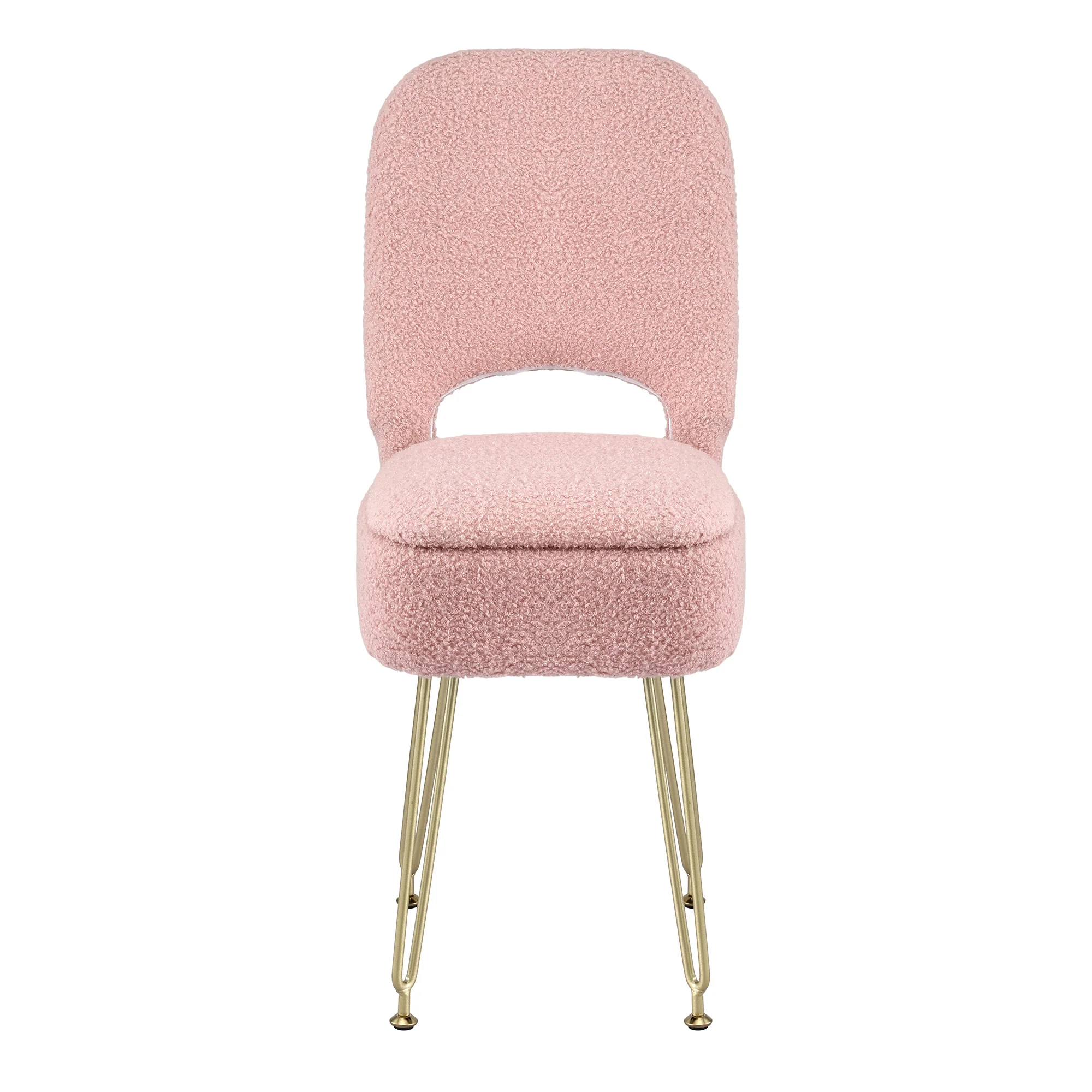 Artiss Storage Ottoman Vanity Stool Foot Stool Folding Back Pink - Image 4