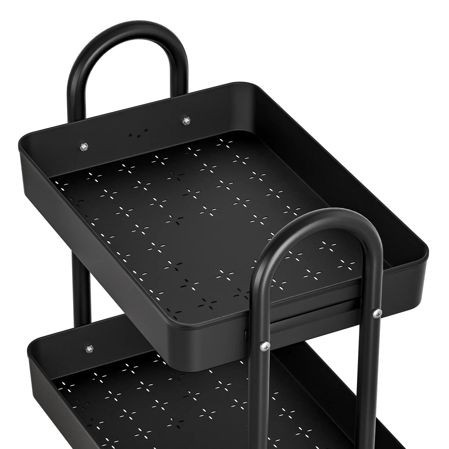 Artiss Storage Trolley Kitchen Cart 3 Tiers Rack Shelf Organiser Wheels Black - Image 3