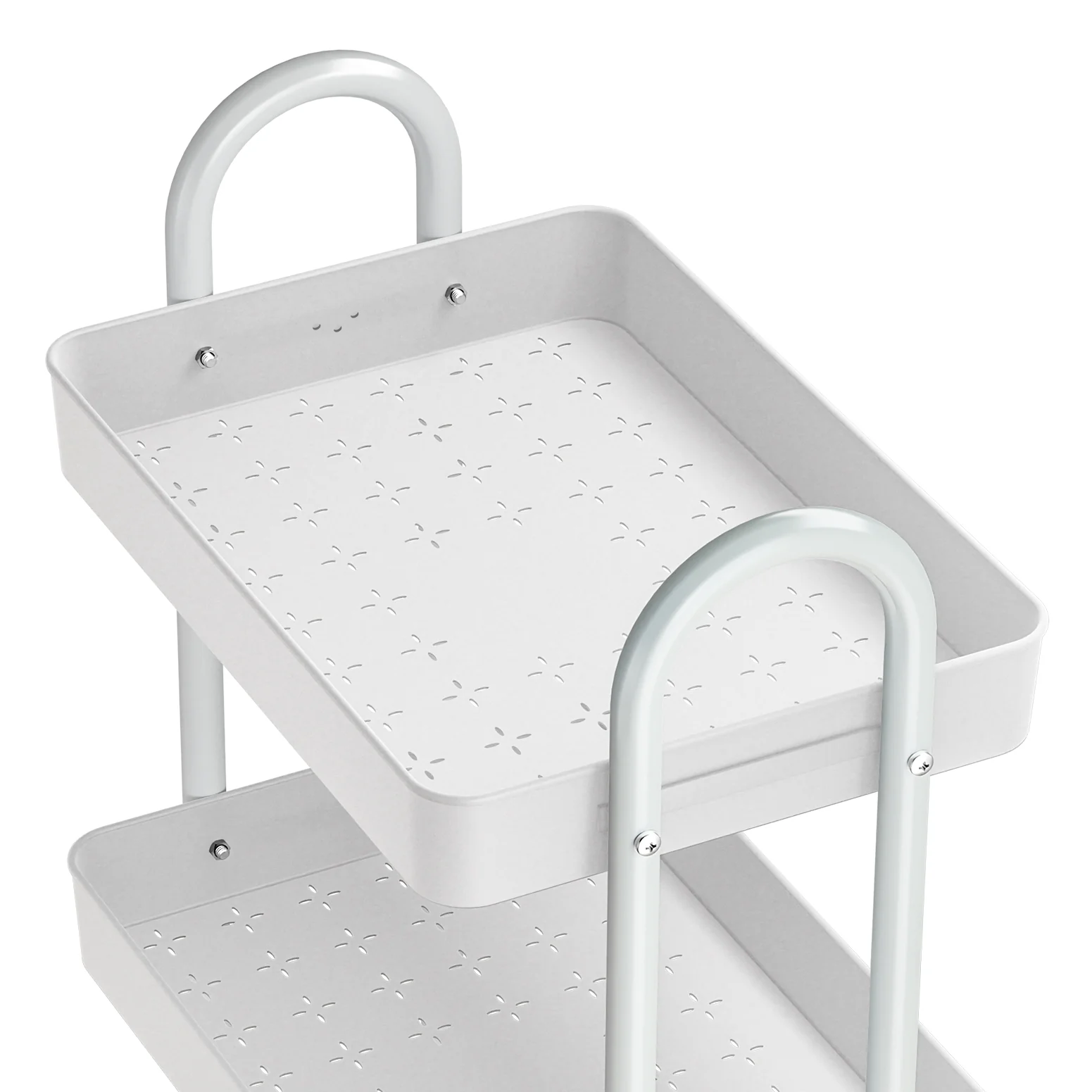 Artiss Storage Trolley Kitchen Cart 3 Tiers Rack Shelf Organiser Wheels White - Image 3