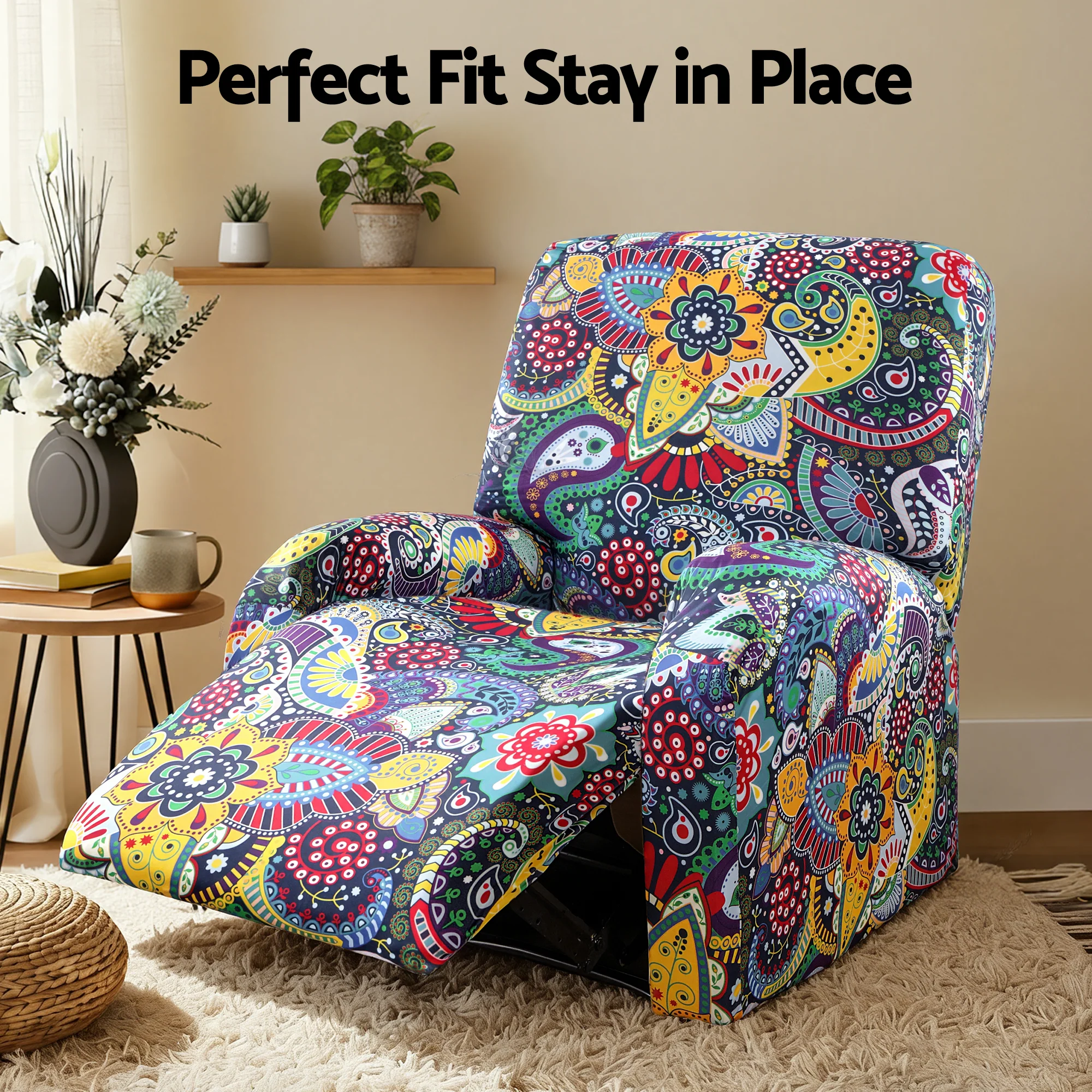 Artiss Stretch Kids Recliner Cover 4-Pieces Slipcovers Printed Polyester - Image 6