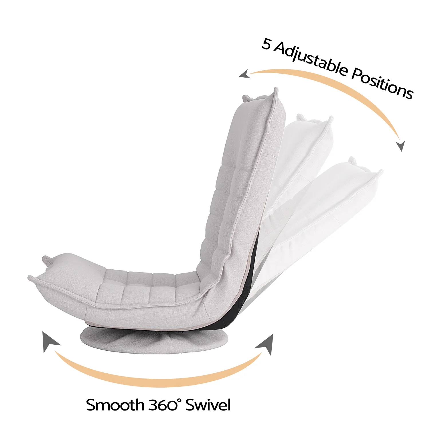 Artiss Swivel Floor Chair 5 Adjustable Foldable Lounge Seat Floor Sofa Chair Grey - Image 4