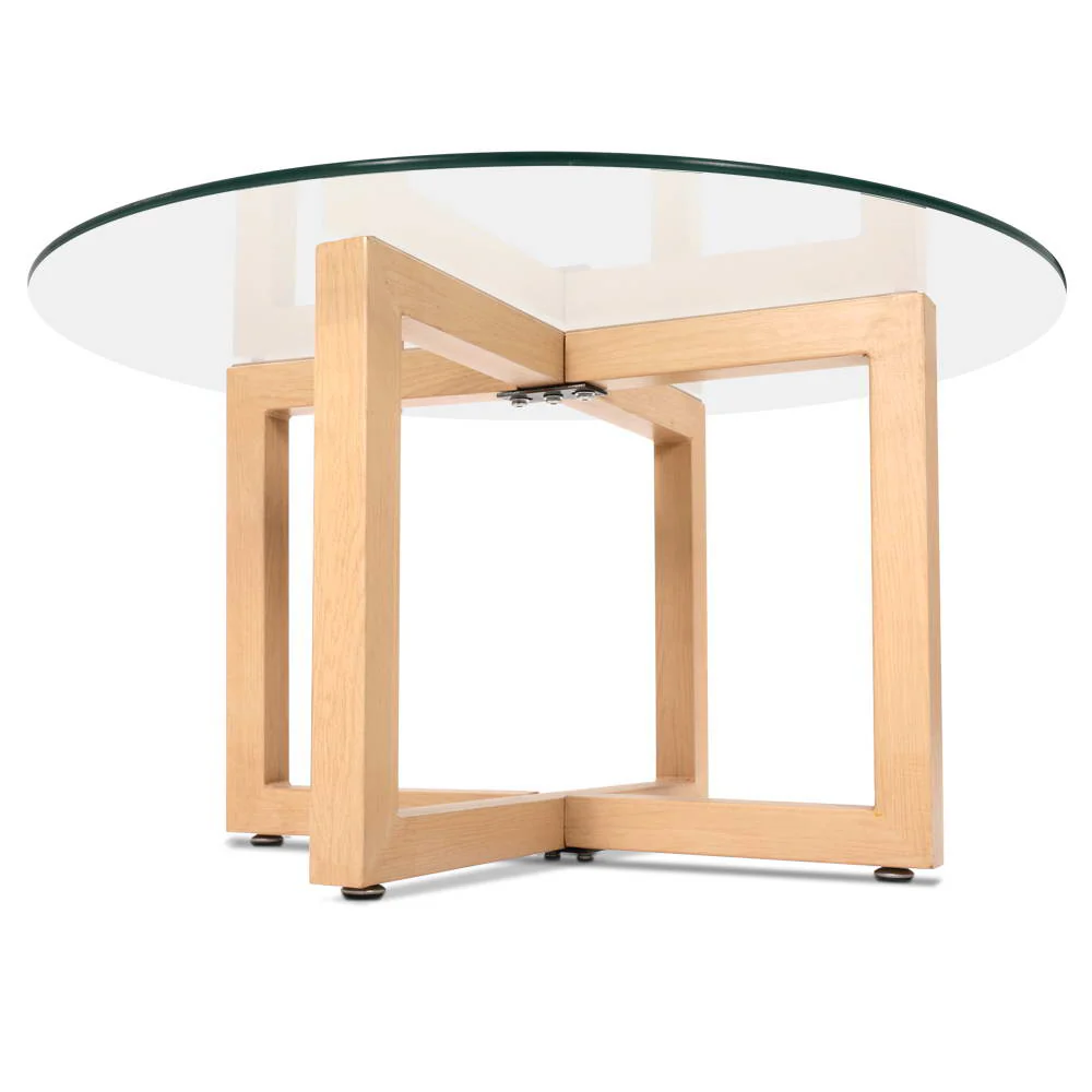Artiss Coffee Table Round 80CM Tempered Glass - Image 4