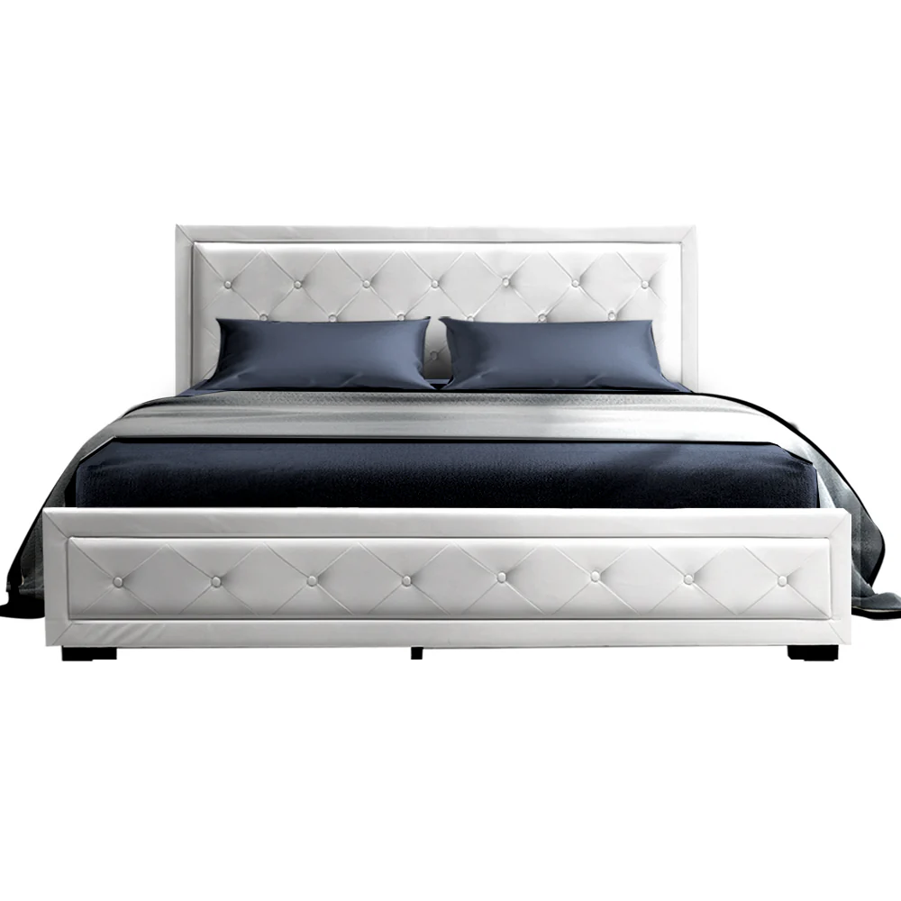 Artiss Bed Frame Double Size Gas Lift White TIYO - Image 3