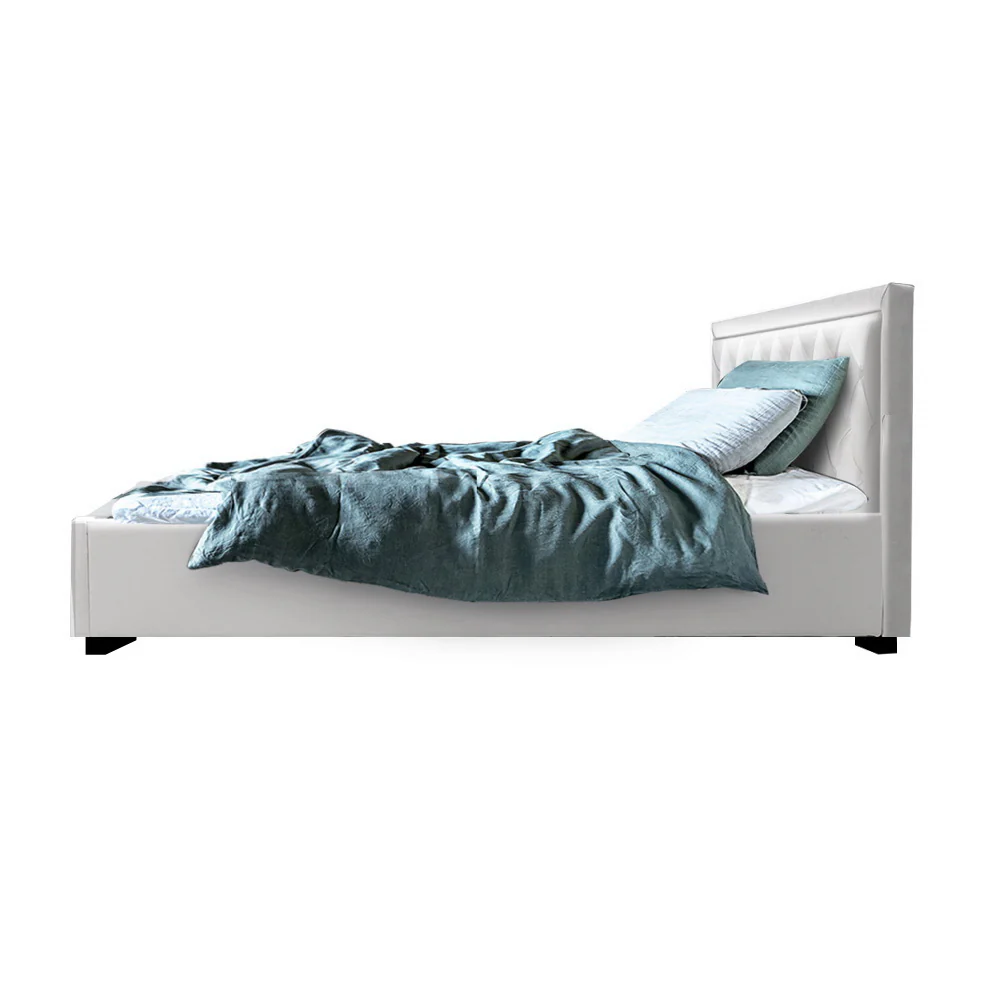 Artiss Bed Frame King Single Size Gas Lift White TIYO - Image 4