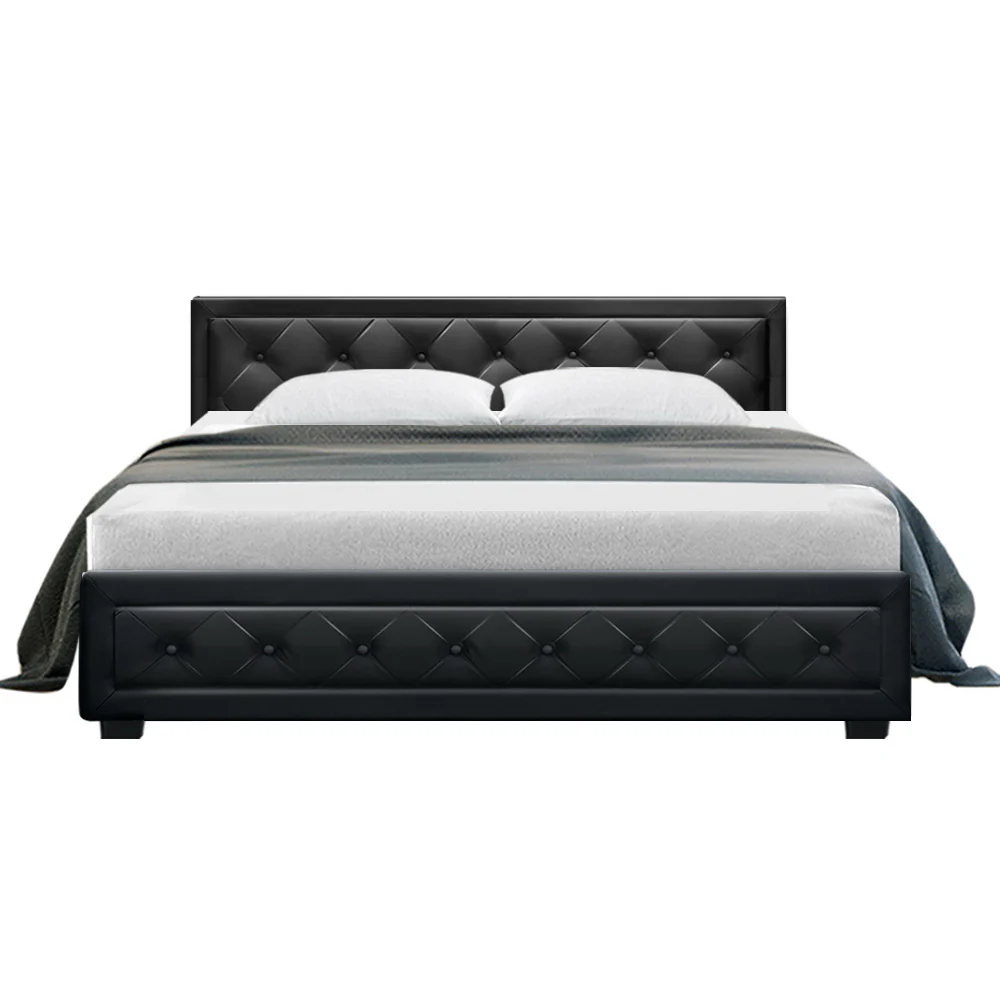 Artiss Bed Frame King Size Gas Lift Black TIYO - Image 3