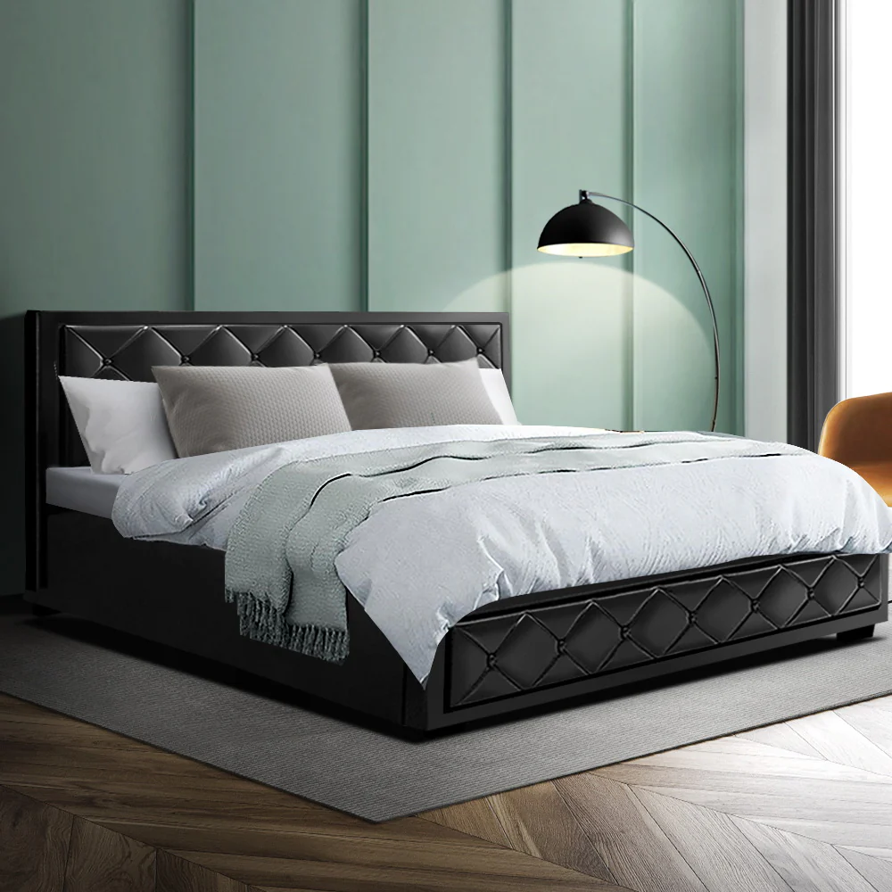 Artiss Bed Frame King Size Gas Lift Black TIYO - Image 8