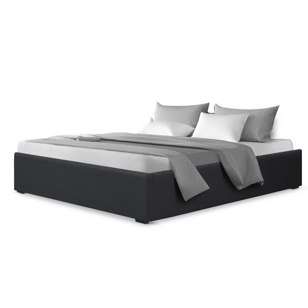 Artiss Bed Frame Double Size Gas Lift Base Charcoal TOKI - Image 4