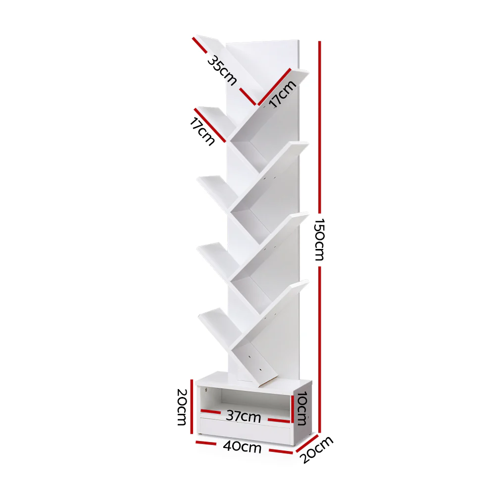 Artiss Tree Bookshelf 9 Tiers - ECHO White - Image 3