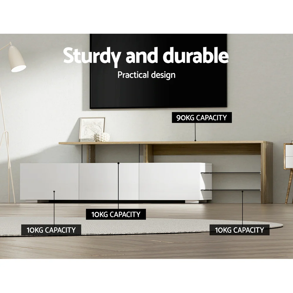 Artiss TV Cabinet Entertainment Unit 180cm Wood White James - Image 8