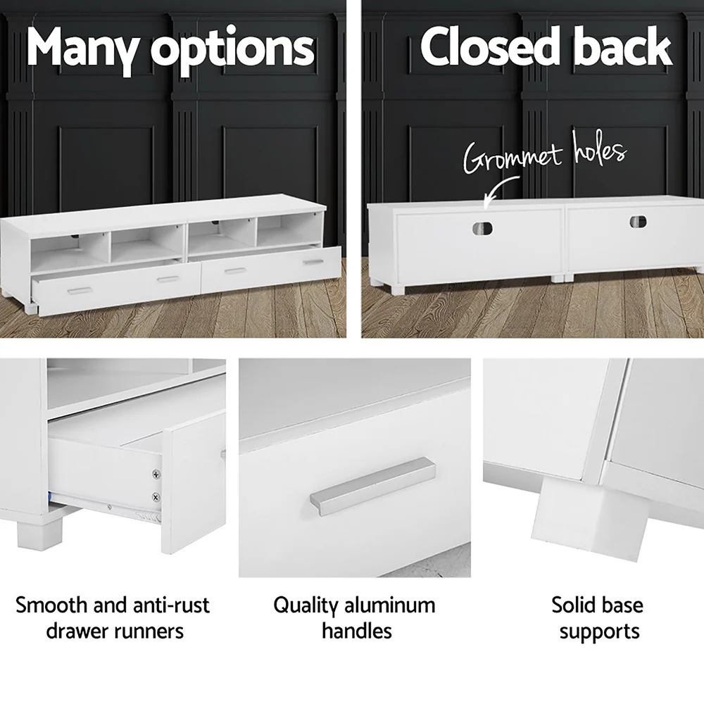 Artiss TV Cabinet Entertainment Unit 180cm White Eddie - Image 7