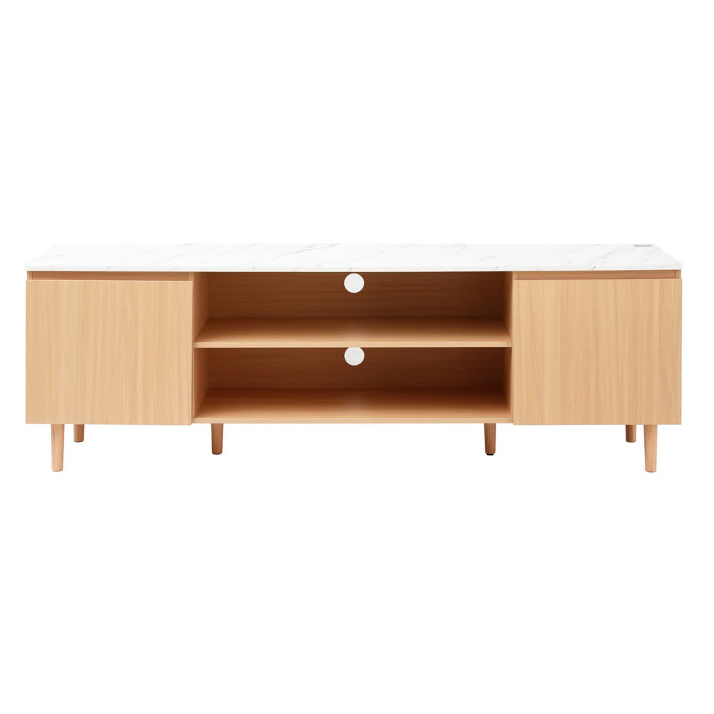 Artiss TV Cabinet Entertainment Unit Stand 180CM Pine White - Image 4