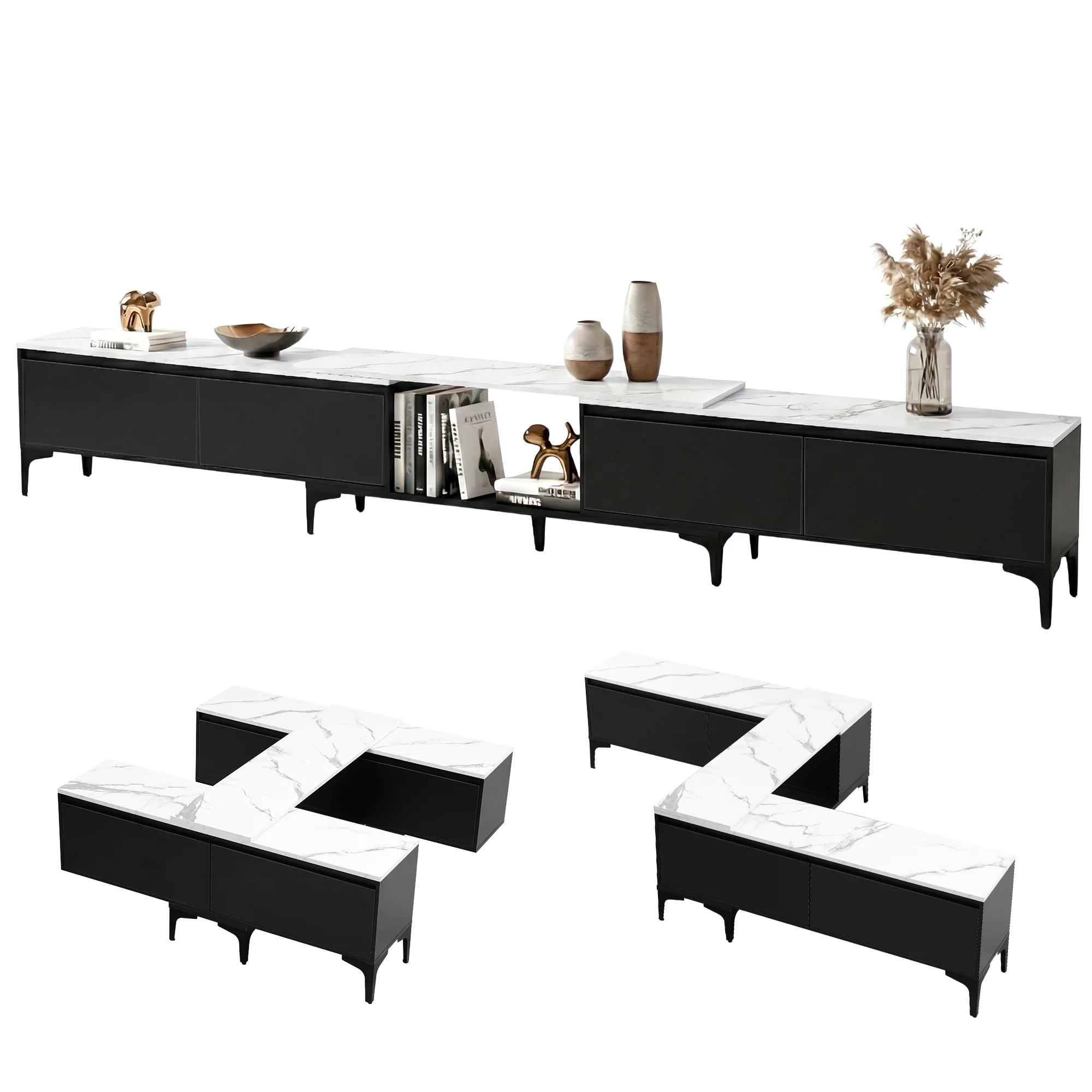 Artiss TV Cabinet Entertainment Unit Stand Extendable Black
