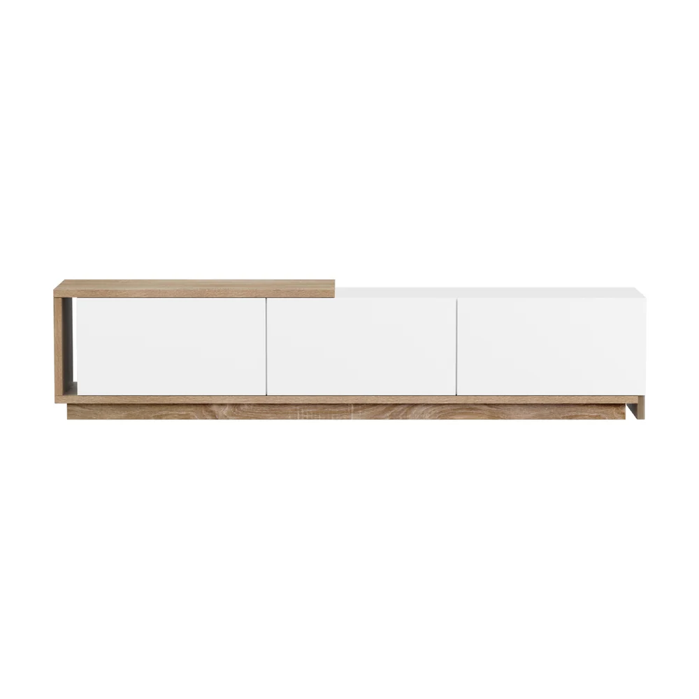 Artiss TV Cabinet Entertainment Unit Stand Extendable White Oak - Image 4