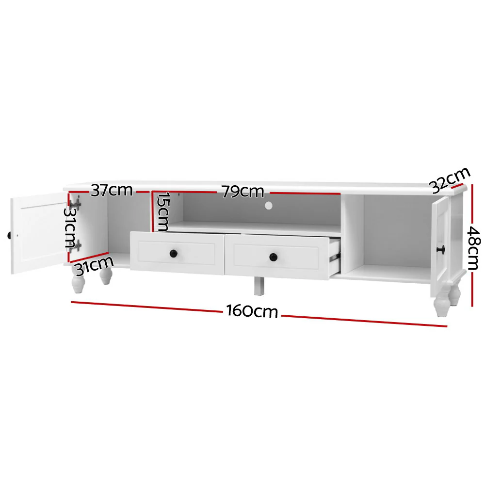 Artiss TV Cabinet Entertainment Unit 160cm White Kubi - Image 3
