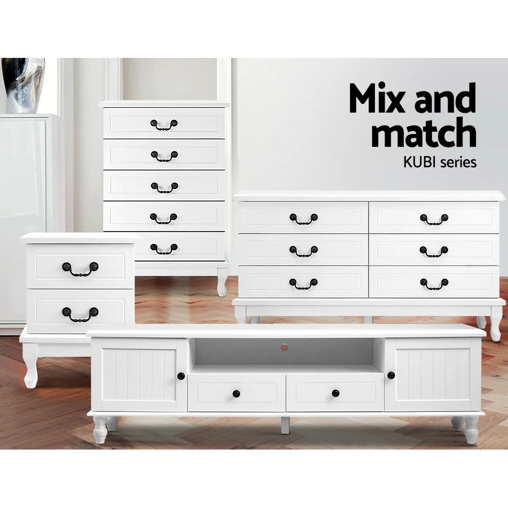 Artiss TV Cabinet Entertainment Unit 160cm White Kubi - Image 8