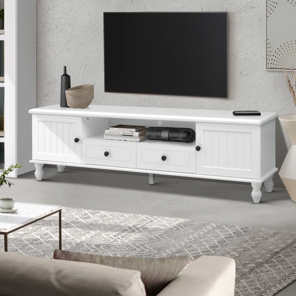 Artiss TV Cabinet Entertainment Unit 160cm White Kubi - Image 9
