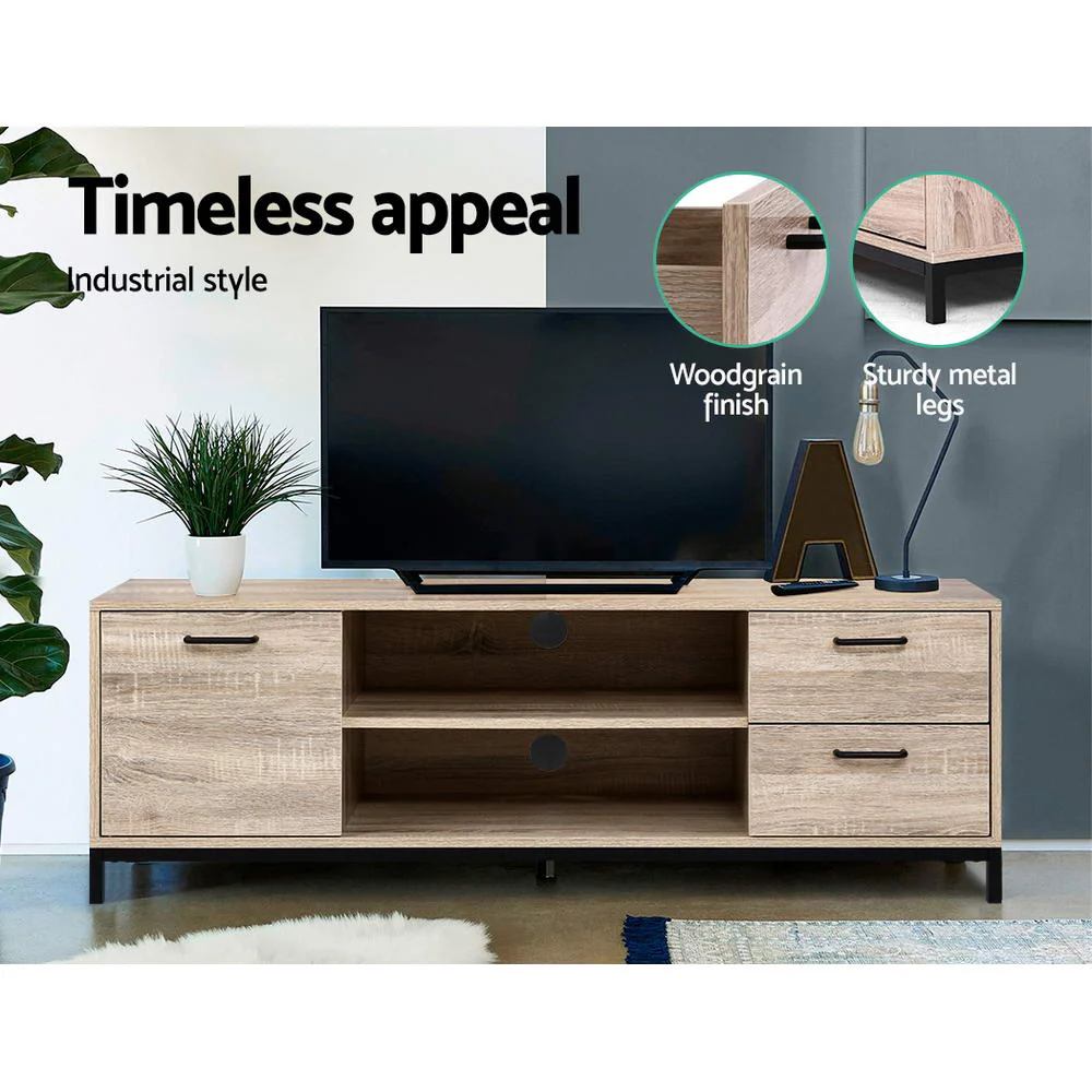 Artiss TV Cabinet Entertainment Unit 132cm Pine Tania - Image 4